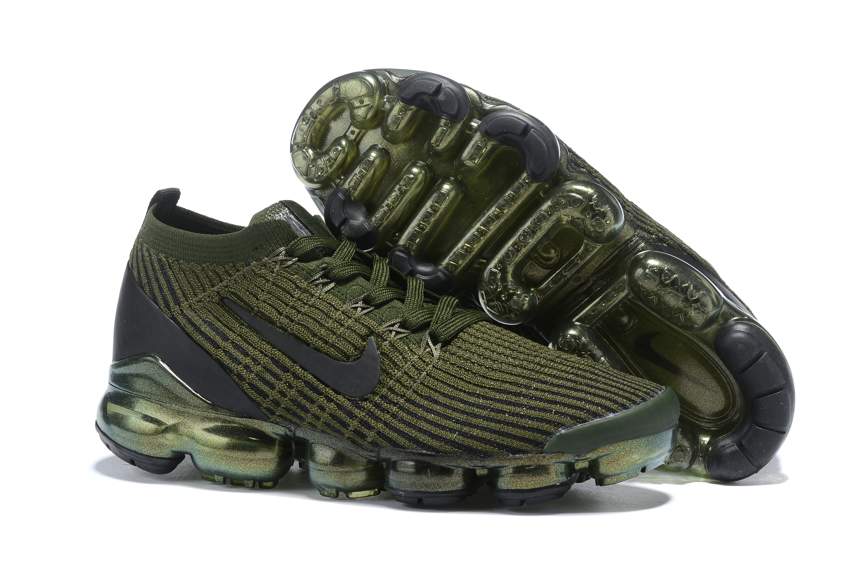2019 Nike Air VaporMax Flyknit 3.0 Army Green Black Shoes - Click Image to Close